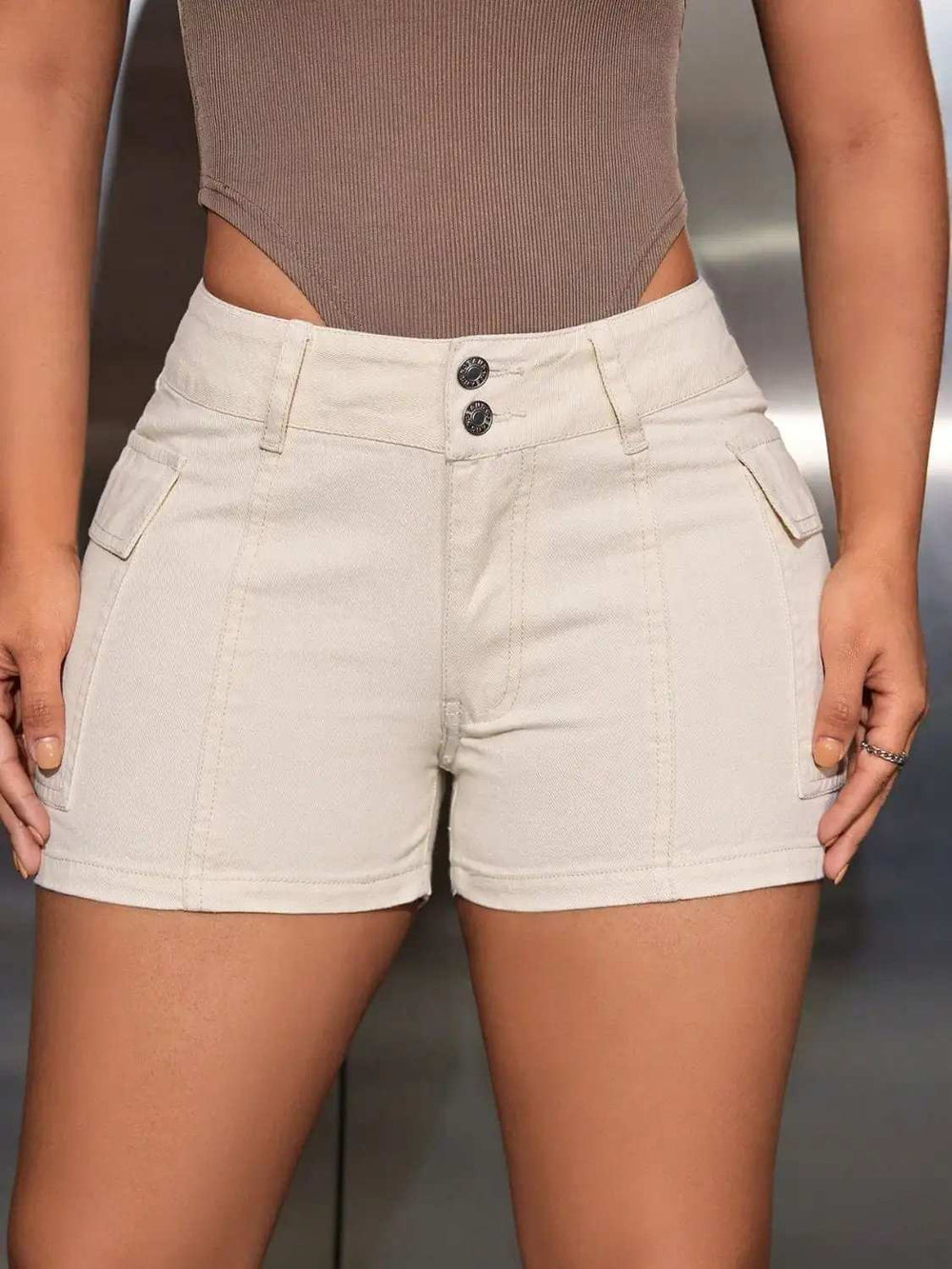Mid-Rise Waist Denim Shorts with Pockets - Trendsi - Flyclothing LLC