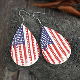 PU Leather US Flag Teardrop Shape Earrings - Trendsi - Flyclothing LLC