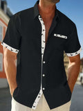 Men's Full Size Contrast Trim Waffle Knit Short Sleeve Shirt Plus Size - Trendsi - Flyclothing LLC