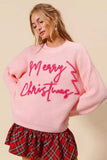 SO ME Merry Christmas Tinsel Lettering Sweater - Trendsi - Flyclothing LLC