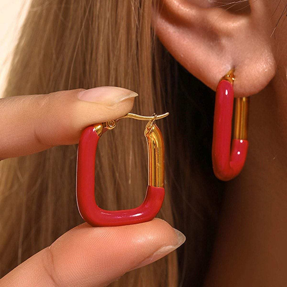 Stainless Steel Drip Oil Contrast Earring - Trendsi - Flyclothing LLC
