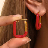 Stainless Steel Drip Oil Contrast Earring - Trendsi - Flyclothing LLC