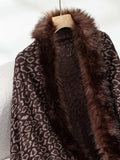 Fringe Leopard Open Front Long Sleeve Poncho - Trendsi - Flyclothing LLC