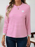 Heart Striped Round Neck Long Sleeve T-Shirt - Trendsi - Flyclothing LLC