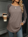Striped Round Neck Raglan Sleeve T-Shirt - Trendsi - Flyclothing LLC
