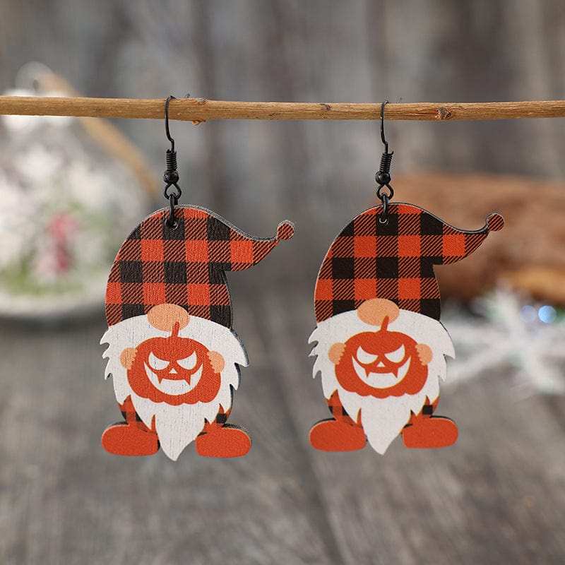 Wooden Dwarfs Pumpkin Dangle Earrings - Trendsi - Flyclothing LLC