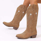 Western Star Embroidered Cowboy Boots - Trendsi - Flyclothing LLC