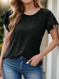 Full Size Ruffled Round Neck Short Sleeve Blouse - Trendsi - Flyclothing LLC