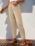 Frill High Waist Pants with Pockets - Trendsi - Flyclothing LLC