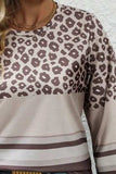 Plus Size Leopard Round Neck Long Sleeve Top - Trendsi - Flyclothing LLC