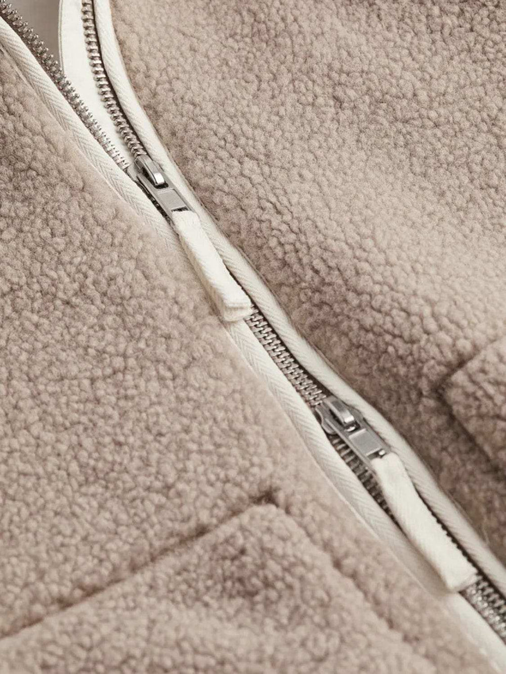 Zip Up Turtleneck Long Sleeve Plush Jacket - Trendsi - Flyclothing LLC