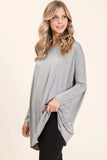 BOMBOM Round Neck Long Sleeve Oversized Top - Trendsi - Flyclothing LLC