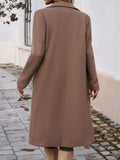 Pocketed Collared Neck Long Sleeve Coat - Trendsi - Flyclothing LLC