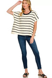 Zenana Striped Oversize Sweater Top - Trendsi - Flyclothing LLC
