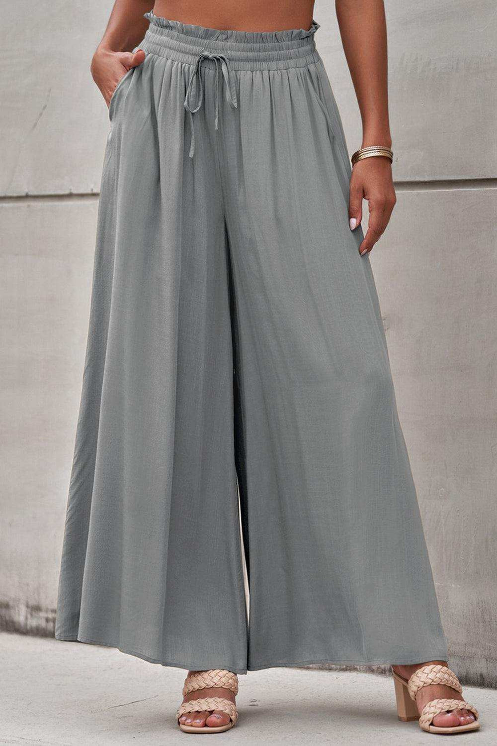 Drawstring Waist Wide Leg Pants - Trendsi - Flyclothing LLC