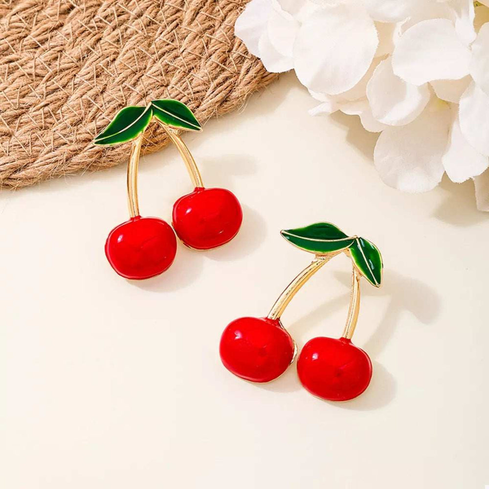 18K Gold-Plated Cherry Earrings - Trendsi - Flyclothing LLC