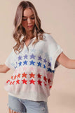 SO ME Fourth Of July Stars Loose Fit Knit Top - Trendsi - Flyclothing LLC