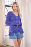 Davi & Dani Fringe V-Neck Button Up Long Sleeve Cardigan - Trendsi - Flyclothing LLC