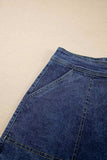 Asymmetrical Denim Skort with Pockets - Trendsi - Flyclothing LLC