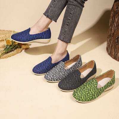 Contrast Round Toe Slip-Ons - Trendsi - Flyclothing LLC