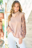 Hailey & Co Leopard Sleeve Color Block Knit Top - Trendsi - Flyclothing LLC