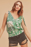 Aemi + Co Smocked Hem Printed Surplice Tank - Trendsi - Flyclothing LLC