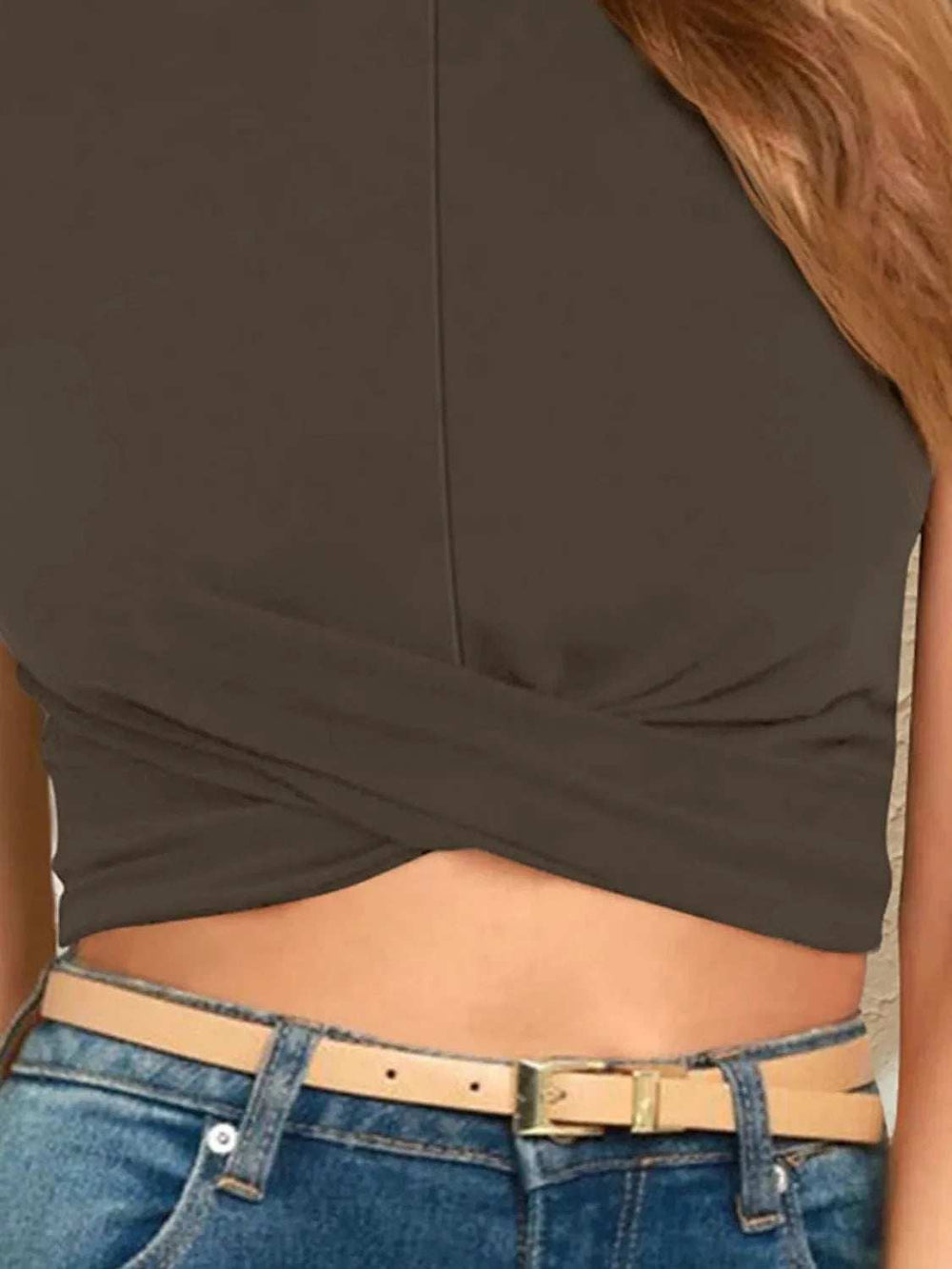 Round Neck Short Sleeve Crop T-Shirt - Trendsi - Flyclothing LLC