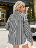 Striped Button Up Long Sleeve Shirt - Trendsi - Flyclothing LLC