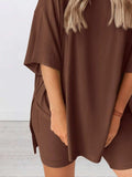 Full Size Oversized Round Neck Top and Shorts Set Plus Size - Trendsi - Flyclothing LLC