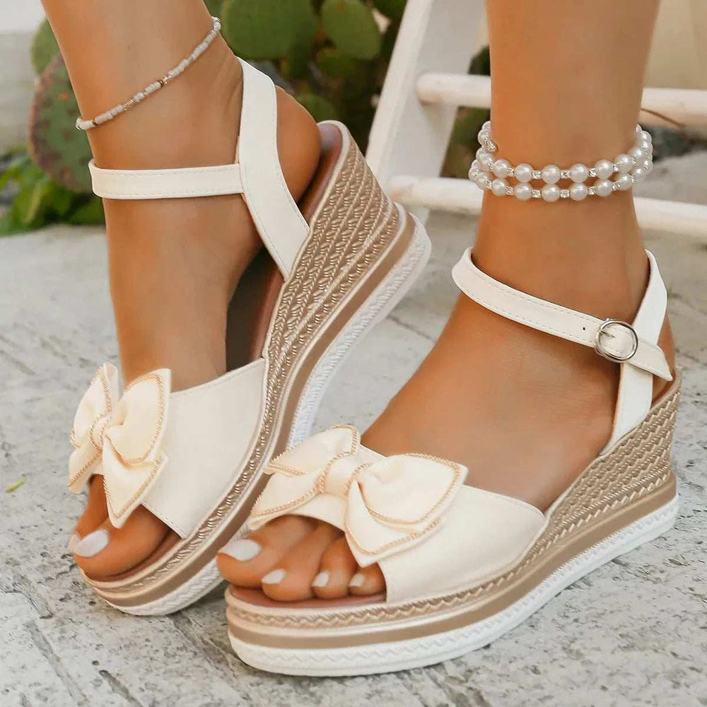 Peep Toe Wedge Sandals - Trendsi - Flyclothing LLC