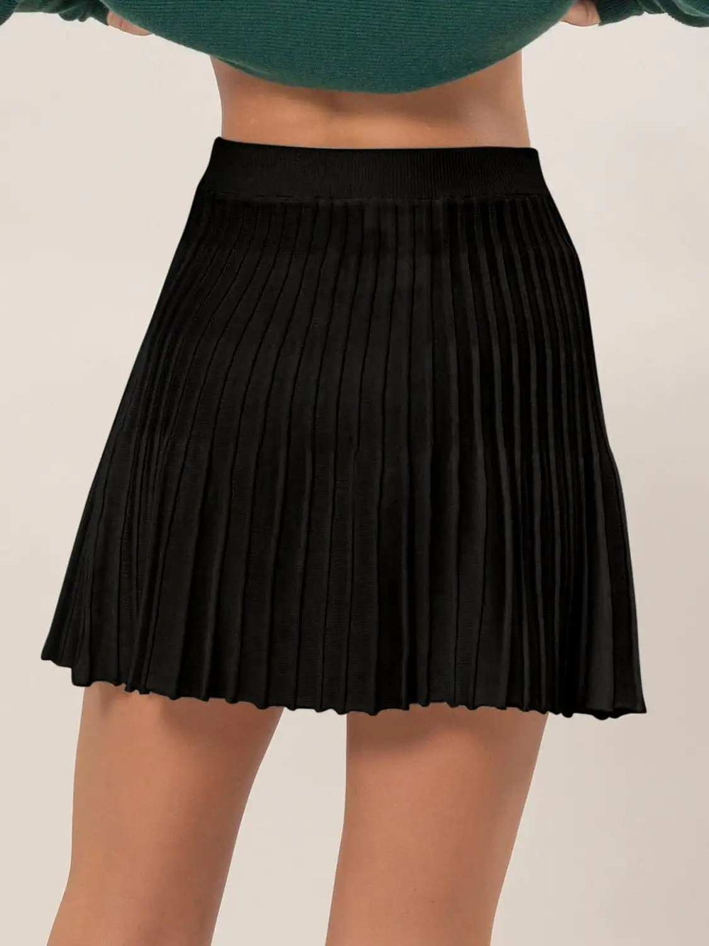 HYFVE High Waist Knit Pleated Flare Mini Skirt - Trendsi - Flyclothing LLC