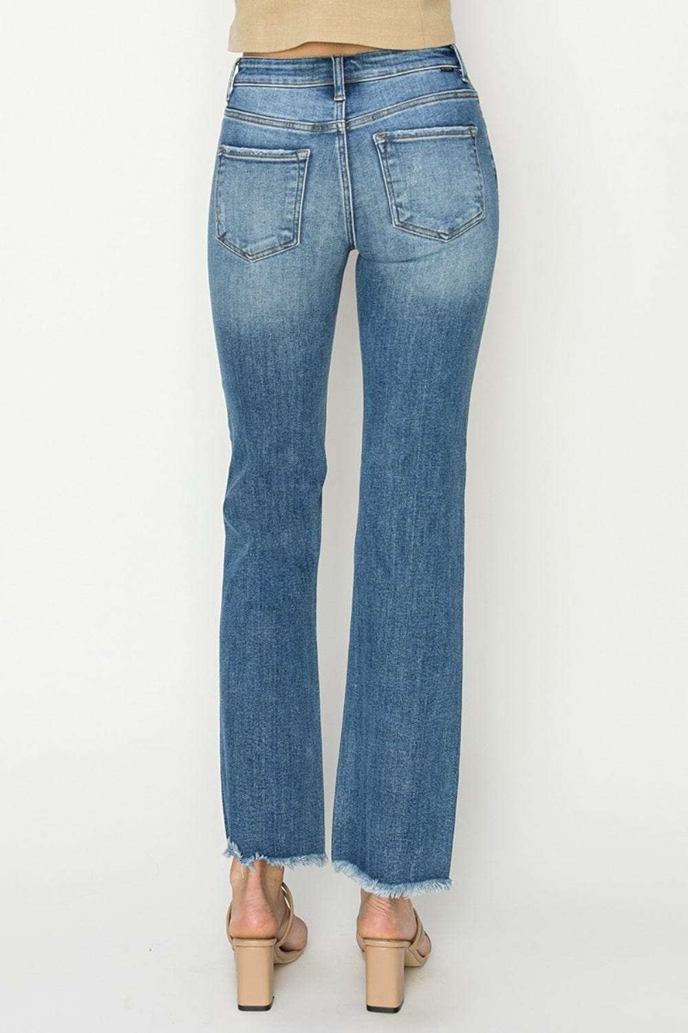 RISEN Mid-Rise Frayed Hem Bootcut Jeans - Trendsi - Flyclothing LLC