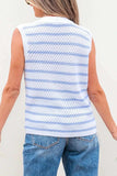 Stripe V Neck Gold Buttons Elegant Sweater Vest - Trendsi - Flyclothing LLC