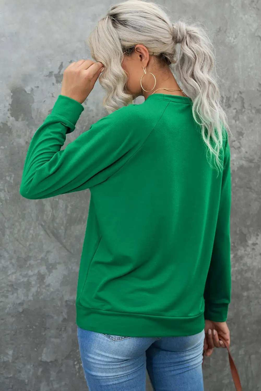 Round Neck Long Sleeve Sweatshirt - Trendsi - Flyclothing LLC