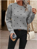 Polka Dot Long Sleeve Sweater - Trendsi - Flyclothing LLC