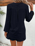 Notched Long Sleeve Top and Shorts Set - Trendsi - Flyclothing LLC