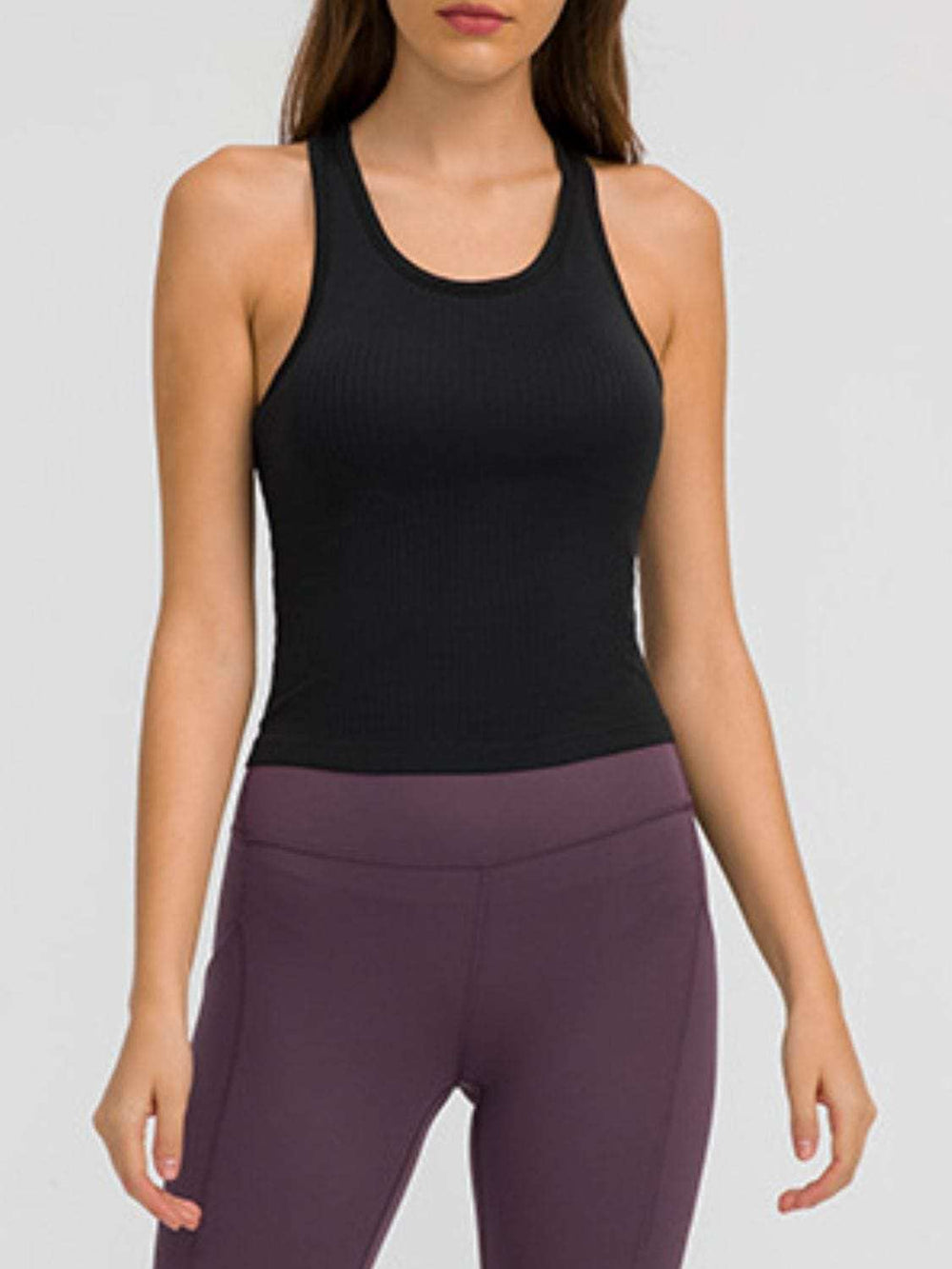 Round Neck Racerback Active Tank - Trendsi - Flyclothing LLC