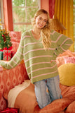 BiBi Striped Long Sleeve Sweater - Trendsi - Flyclothing LLC