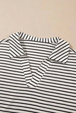 Stripe V Neck Tee and Casual Shorts Set - Trendsi - Flyclothing LLC