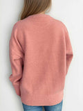 Round Neck Dropped Shoulder Long Sleeve Sweater - Trendsi - Flyclothing LLC