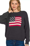 Zenana American Flag Crew Neck Sweater - Trendsi - Flyclothing LLC