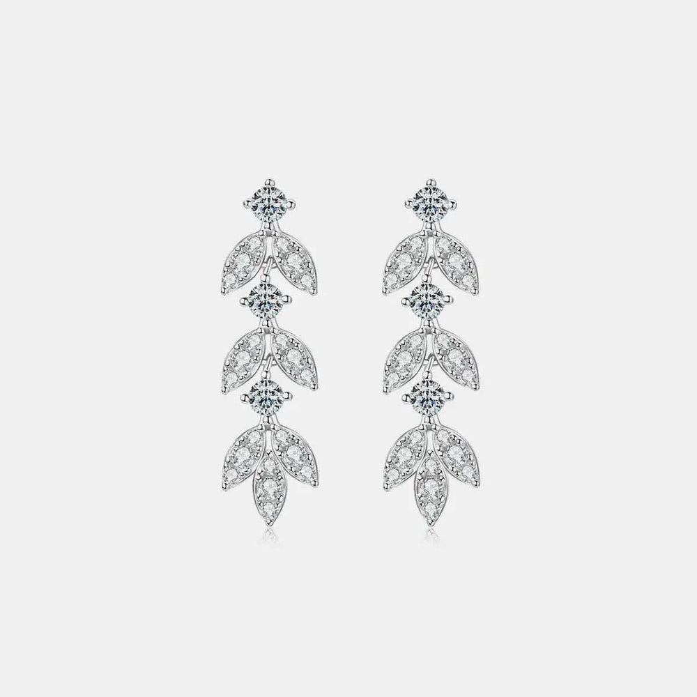 925 Sterling Silver Moissanite Leaf Earrings - Trendsi - Flyclothing LLC