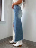 High-Waist Raw Hem Asymmetry Denim Skirt - Trendsi - Flyclothing LLC