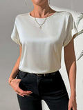 Round Neck Short Sleeve Blouse - Trendsi - Flyclothing LLC