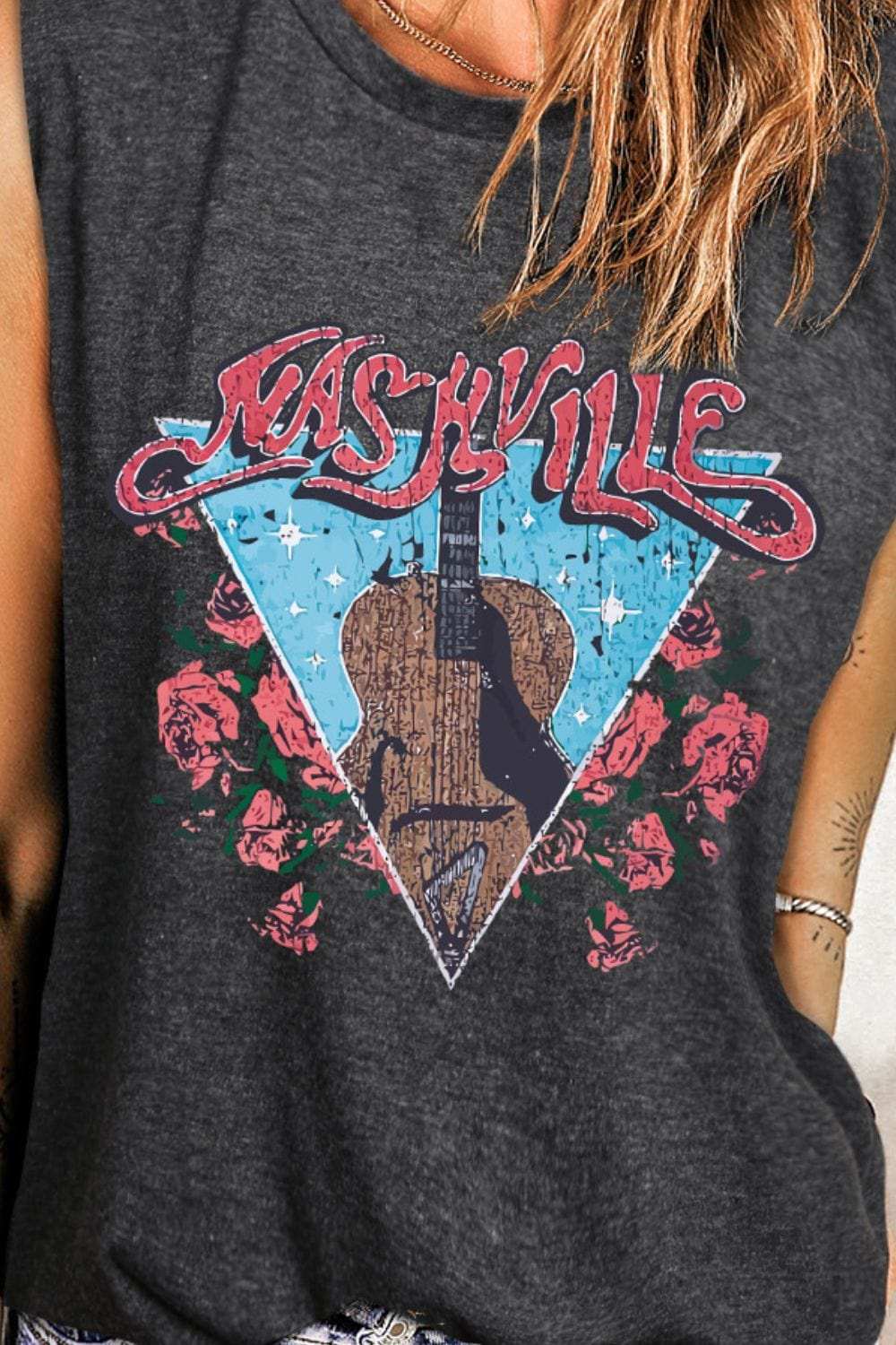 NASHVILLE Graphic Round Neck Tank - Trendsi - Flyclothing LLC