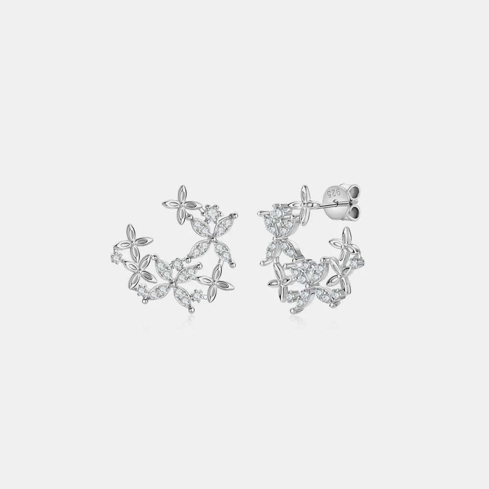 925 Sterling Silver Moissanite Lucky Clover Earrings - Trendsi - Flyclothing LLC
