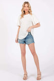Ces Femme Textured Puff Sleeve Top - Trendsi - Flyclothing LLC