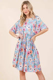 BOMBOM Floral Shirred Dress with Pockets - Trendsi - Flyclothing LLC