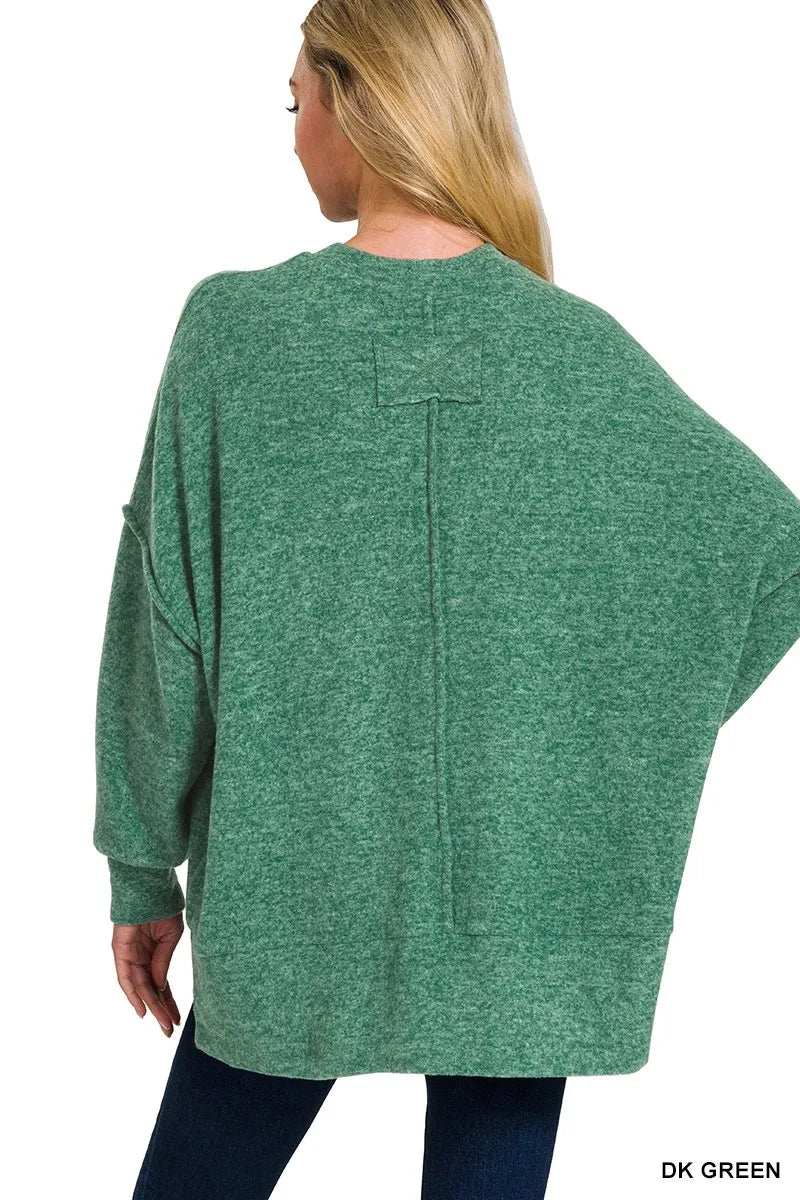 Zenana Brushed Melange Hacci Oversized Sweater - Trendsi - Flyclothing LLC