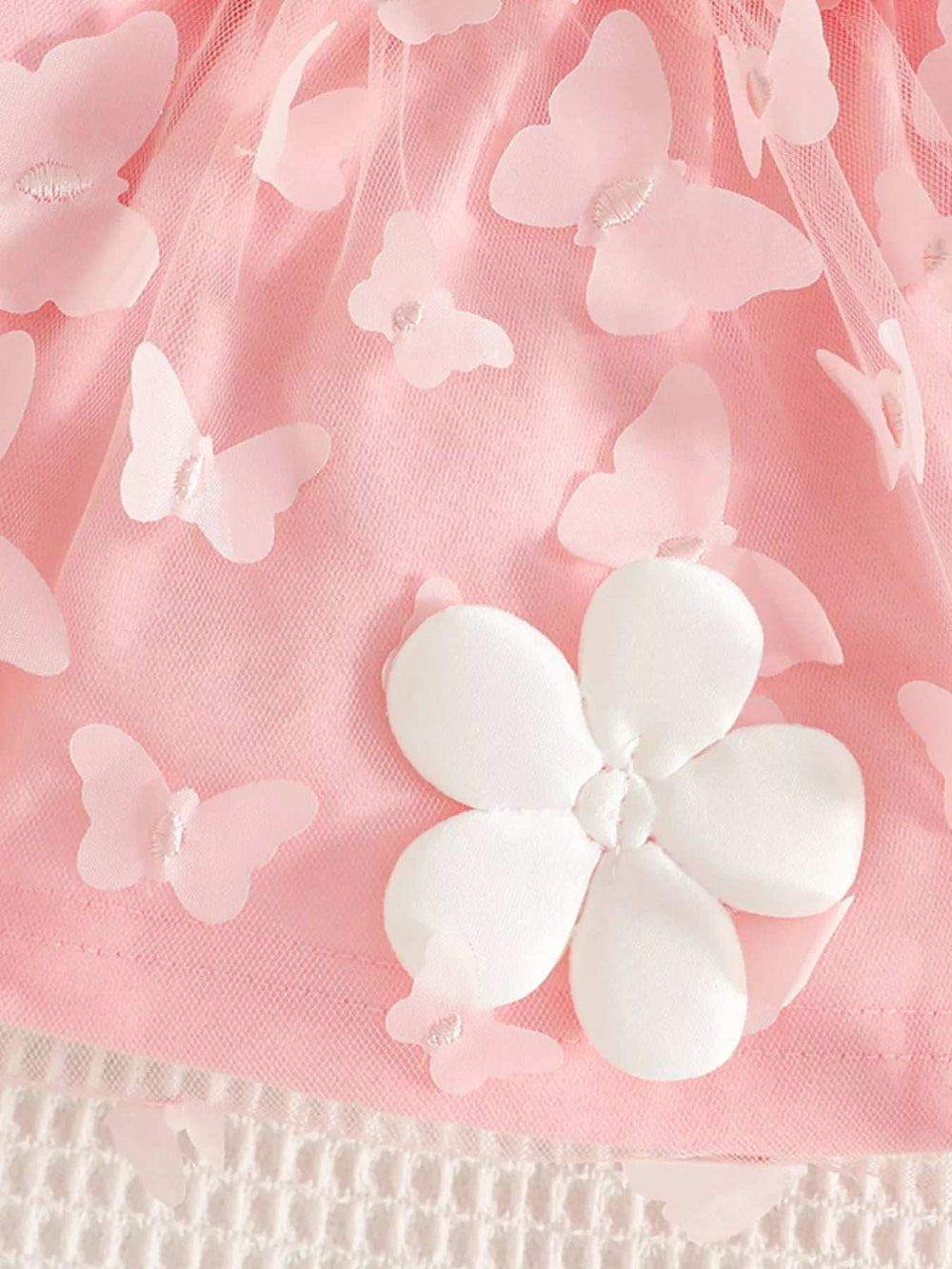 Children's Butterfly Decor Flower Applique Dress with Headband - Trendsi - Flyclothing LLC